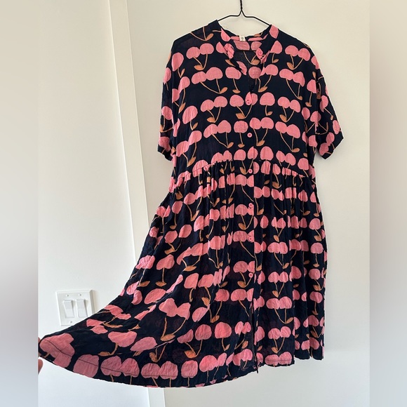 This is a summer fuchsia dress, size S, short sleeves, Jixiang brand - Picture 7 of 8